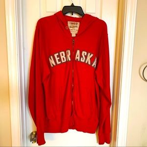 Nebraska Cornhuskers Team Vintage Izod Collegiate Red Hoodie Mens XL